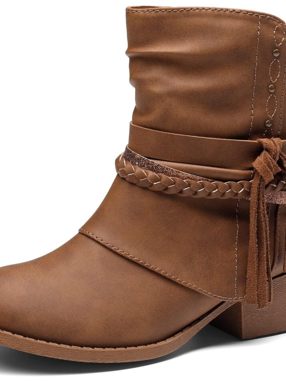 Girls Ankle Boots Side Zipper Low Heels